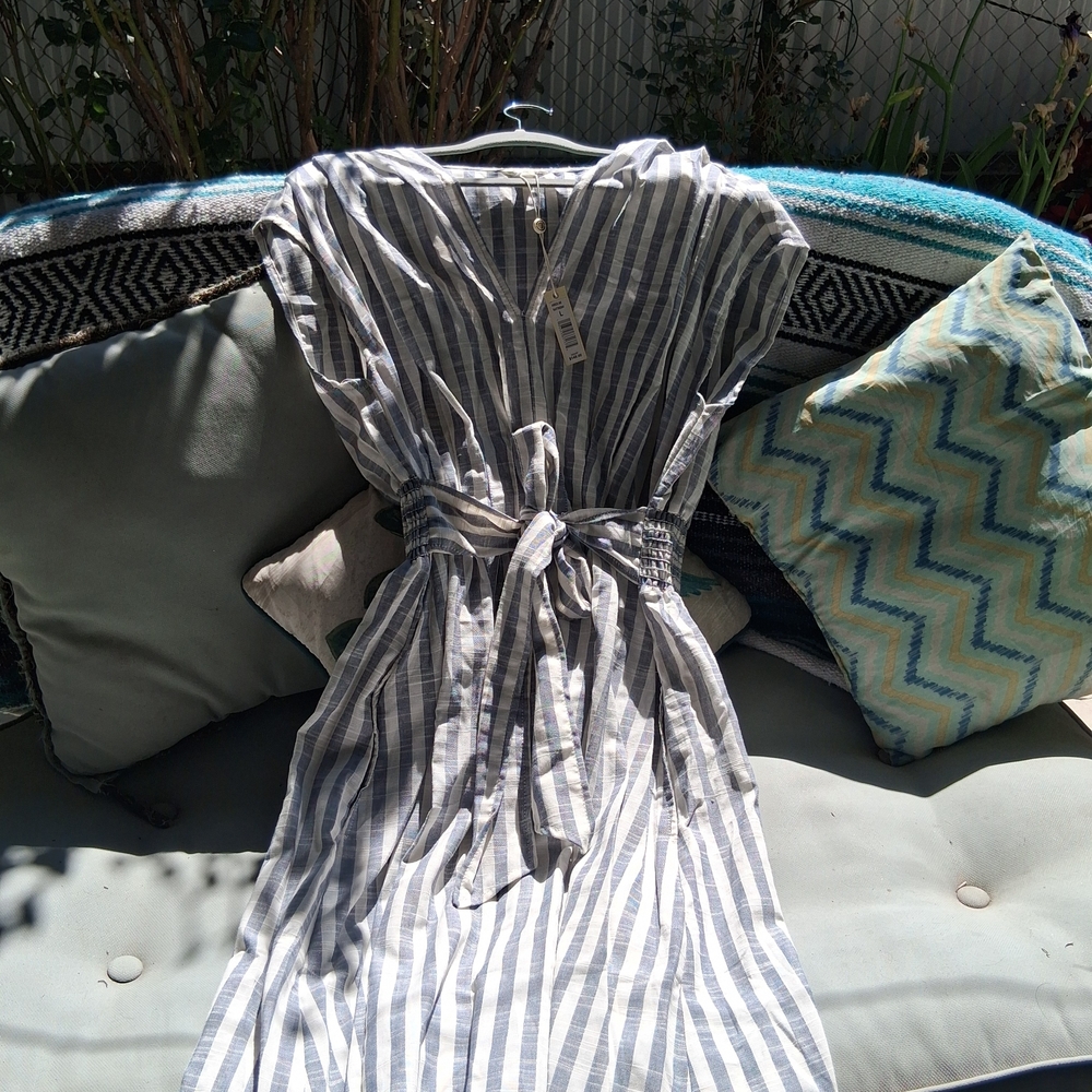 Striped Gray and White Dress